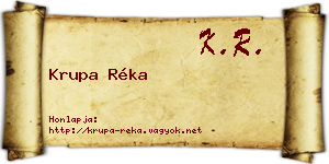 Krupa Réka névjegykártya